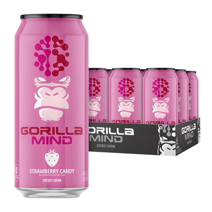 Gorilla Mind Energy Drink | Unmatched Energy · Amplified Focus | N-Acetyl-L-Tyrosine, Alpha-GPC, 200mg Caffeine, Uridine, Saffron | 0 Sugar Or Artificial Colors | 16oz, 12-Pack (Black Cherry Vanilla)