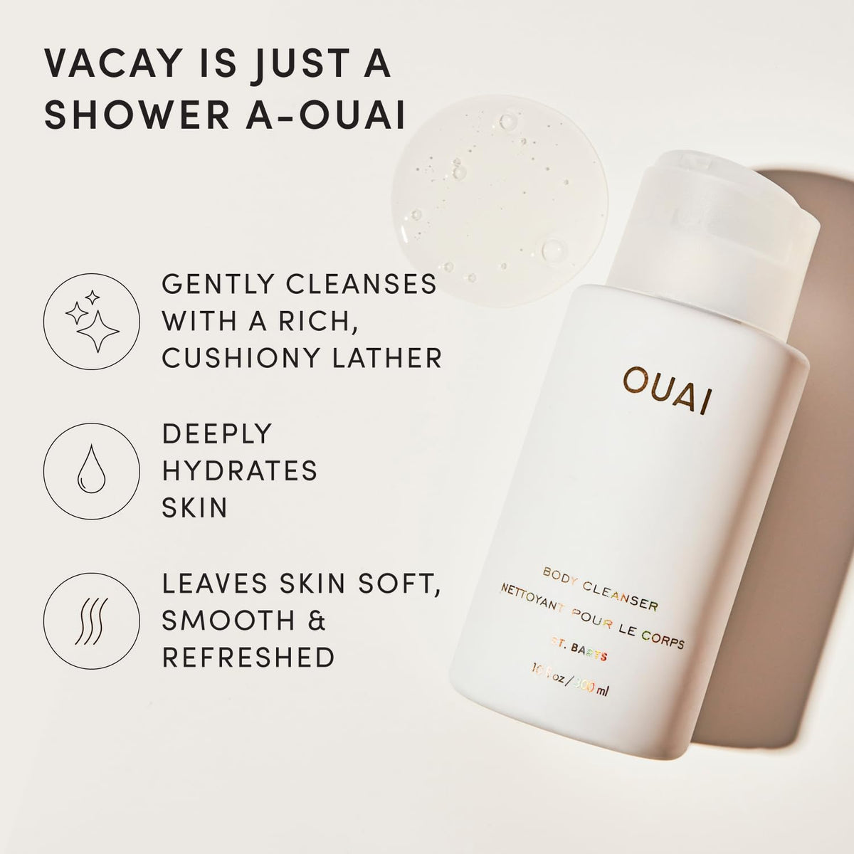 OUAI Body Cleanser - Foaming Body Wash - St. Barts (10 Fl Oz) OUAI