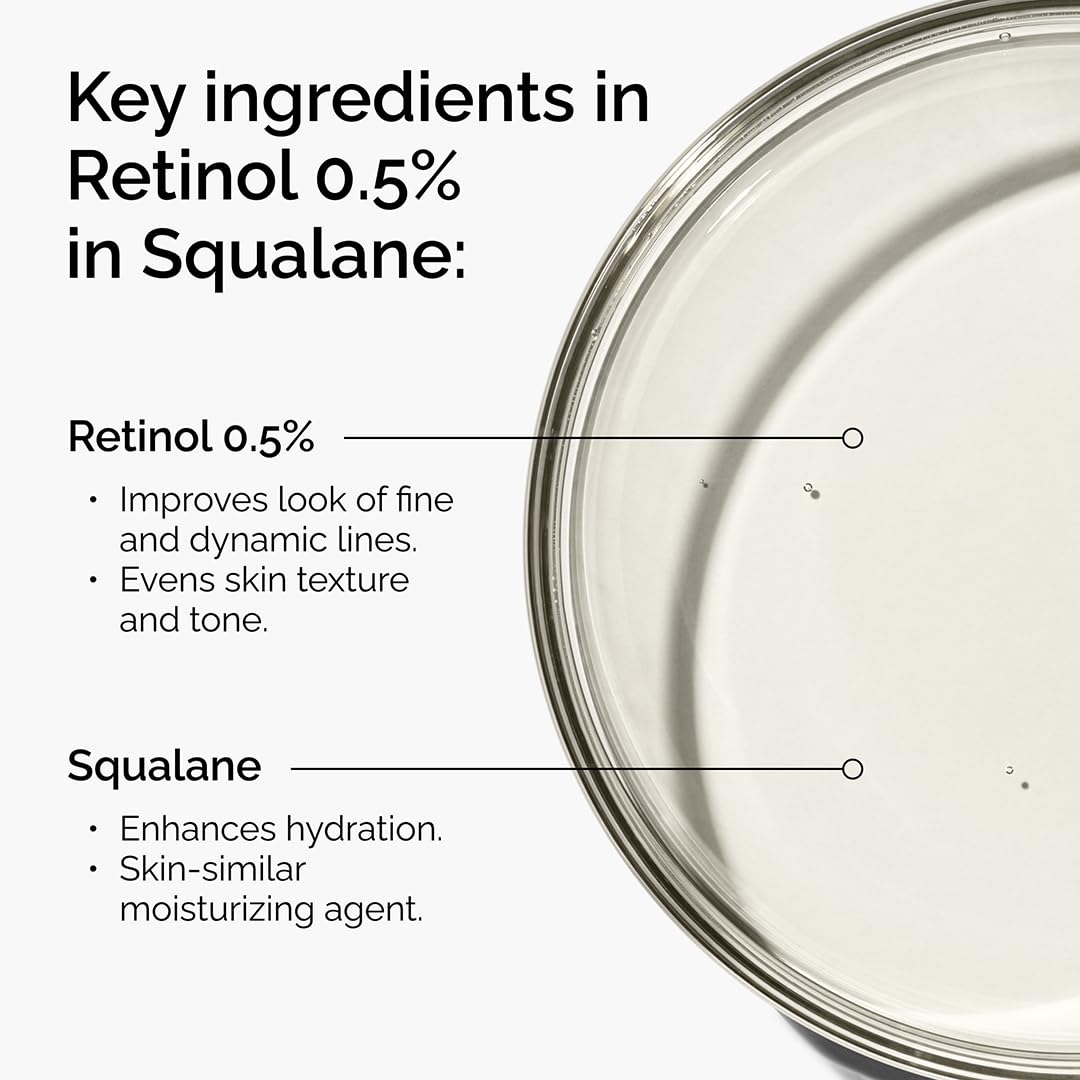 The Ordinary Retinol 0.5% in Squalane, Intermediate Retinol Serum for the Face That Is Anti-Aging and Skin Smoothing, 1 Fl Oz The Ordinary