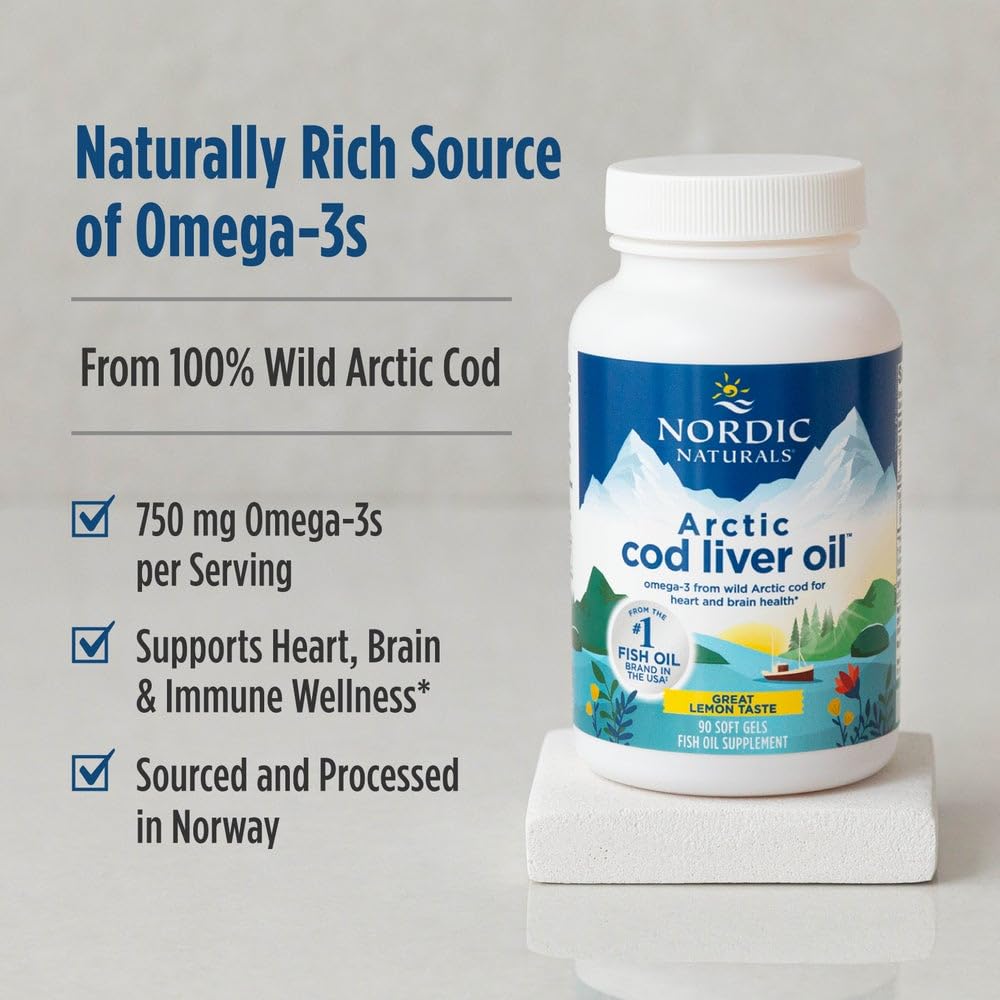 Nordic Naturals Arctic Cod Liver Oil, Lemon - 180 Soft Gels - 750 mg Total Omega-3s with EPA & DHA - Heart & Brain Health, Healthy Immunity, Overall Wellness - Non-GMO - 60 Servings Nordic Naturals buy australia supplements