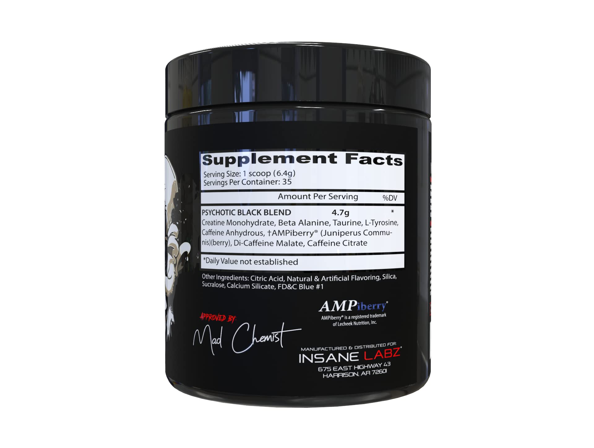 Insane Labz Psychotic Black Edition Mid Stimulant Pre Workout Powder, Energy Focus Pumps, Loaded with Creatine Beta Alanine Taurine Fueled by AMPiberry, 35 Servings (Blue Raspberry) Insane Labz buy australia supplements