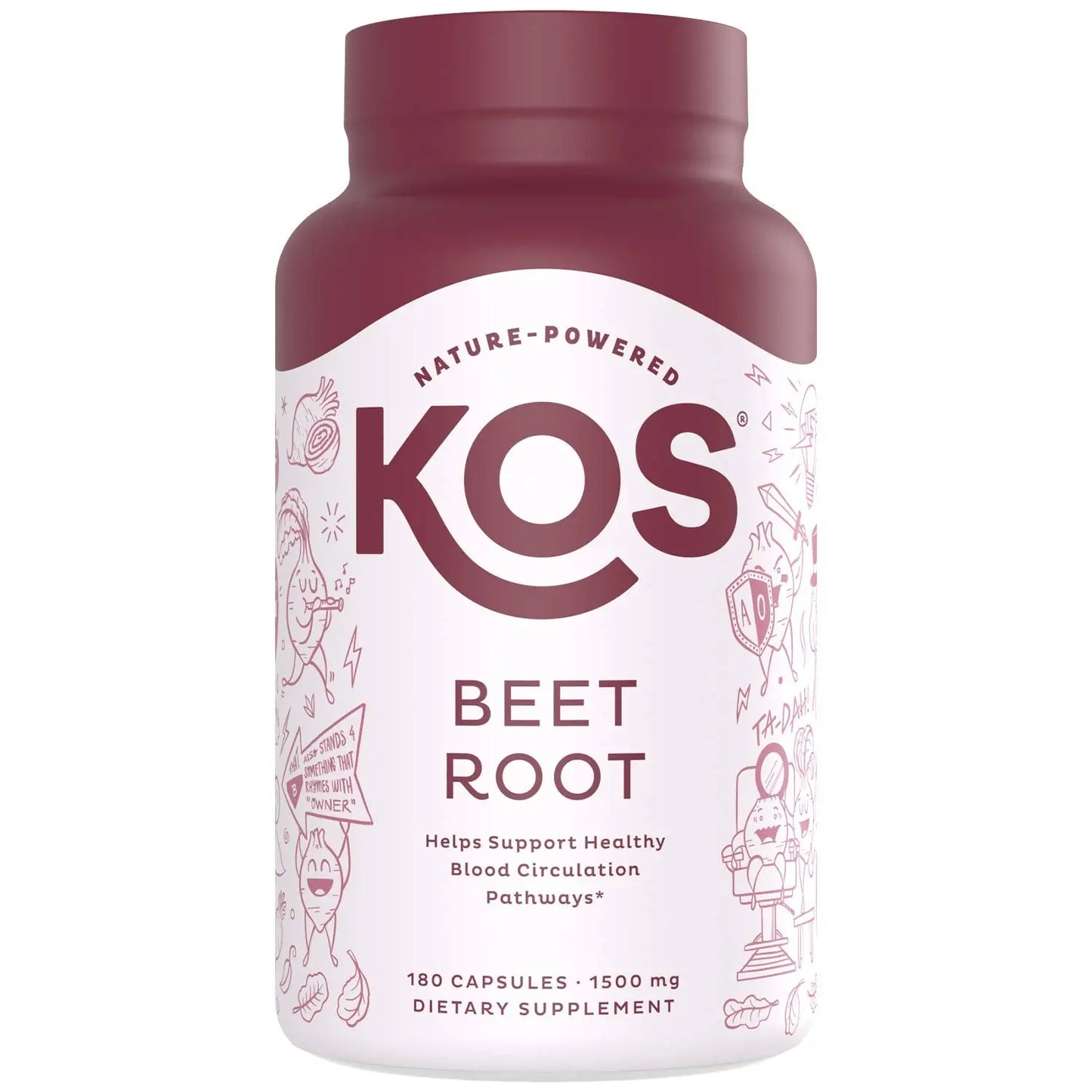 KOS Organic Beetroot Capsules 1500mg - USDA Organic, Antioxidant Power from Organic Beet Root Superfood, Supports Healthy & Active Lifestyle - Non-GMO, KOS