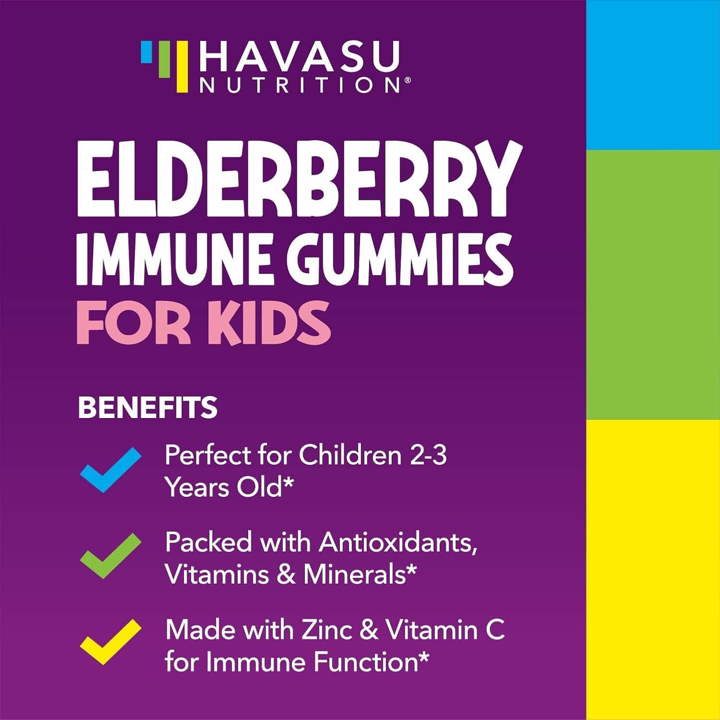 Elderberry Gummies for Kids with Vitamin C & Zinc, Berry, 30 Servings | Vegan, Non-GMO, Gluten Free Immune Support for Children, Daily Defense with Antioxidants & Essential Nutrients, 60 Count Gsupps Australia