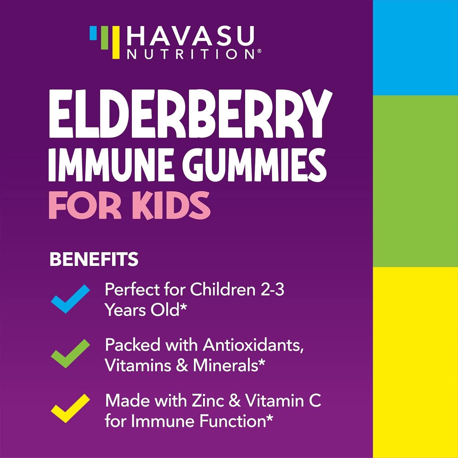 Elderberry Gummies for Kids with Vitamin C & Zinc, Berry, 30 Servings | Vegan, Non-GMO, Gluten Free Immune Support for Children, Daily Defense with Antioxidants & Essential Nutrients, 60 Count Gsupps Australia