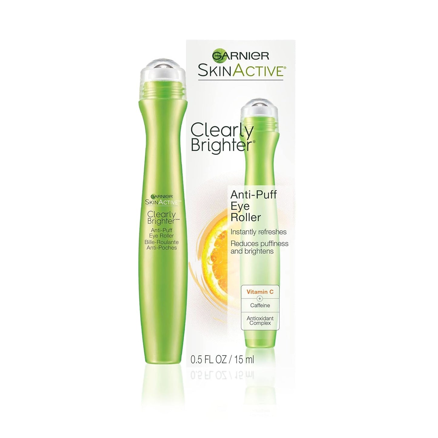 Garnier Clearly Brighter Anti-Puff Eye Roller, Dark Circles Under Eye Treatment with Caffeine and Vitamin C, 0.5 Fl Oz (15mL) Garnier