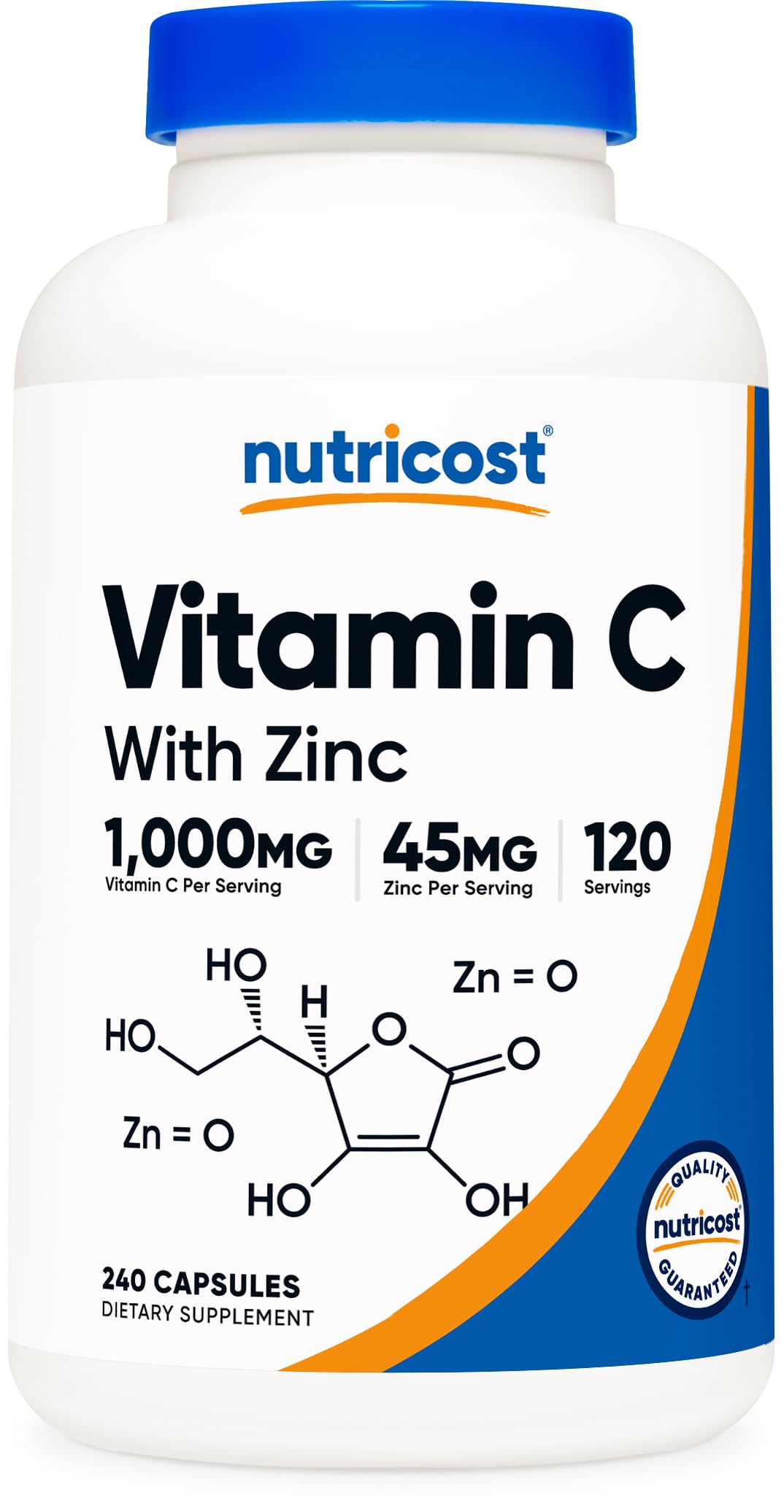 Nutricost Vitamin C with Zinc Capsules, 120 Servings - 1000mg, 45mg Zinc, Non-GMO, Gluten Free Vitamin C Supplement Nutricost