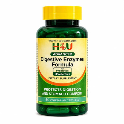 H4U Advanced Digestive Enzymes with Probiotics & Prebiotics – Multi Enzyme Supplement for Gut Health, Digestion Support, Bloating Relief & Stomach Comfort, H4U