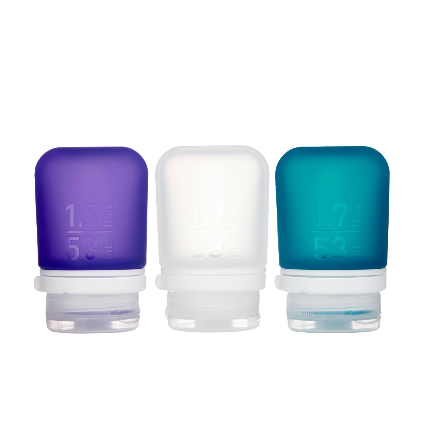humangear GoToob+ 3-Pack, Large (3.4 fl oz), Clear/Purple/Teal | Refillable & Leak-Proof Silicone Travel Size Bottles with Locking Cap for Toiletries, Camping & TSA Carry-On Gsupps Australia