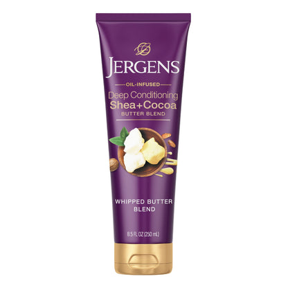 Jergens Shea and Cocoa Whipped Body Butter Lotion, Tone Enriching Hand And Body Lotion for Dry Skin, with Vitamins B3 & E, 8.5 Oz Jergens