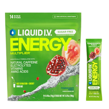 Liquid I.V.® Hydration Multiplier Sugar Free + Energy - Pomegranate Punch | Electrolyte Powder Drink Mix | 1 Pack (14 Servings) Liquid I.V. buy australia supplements
