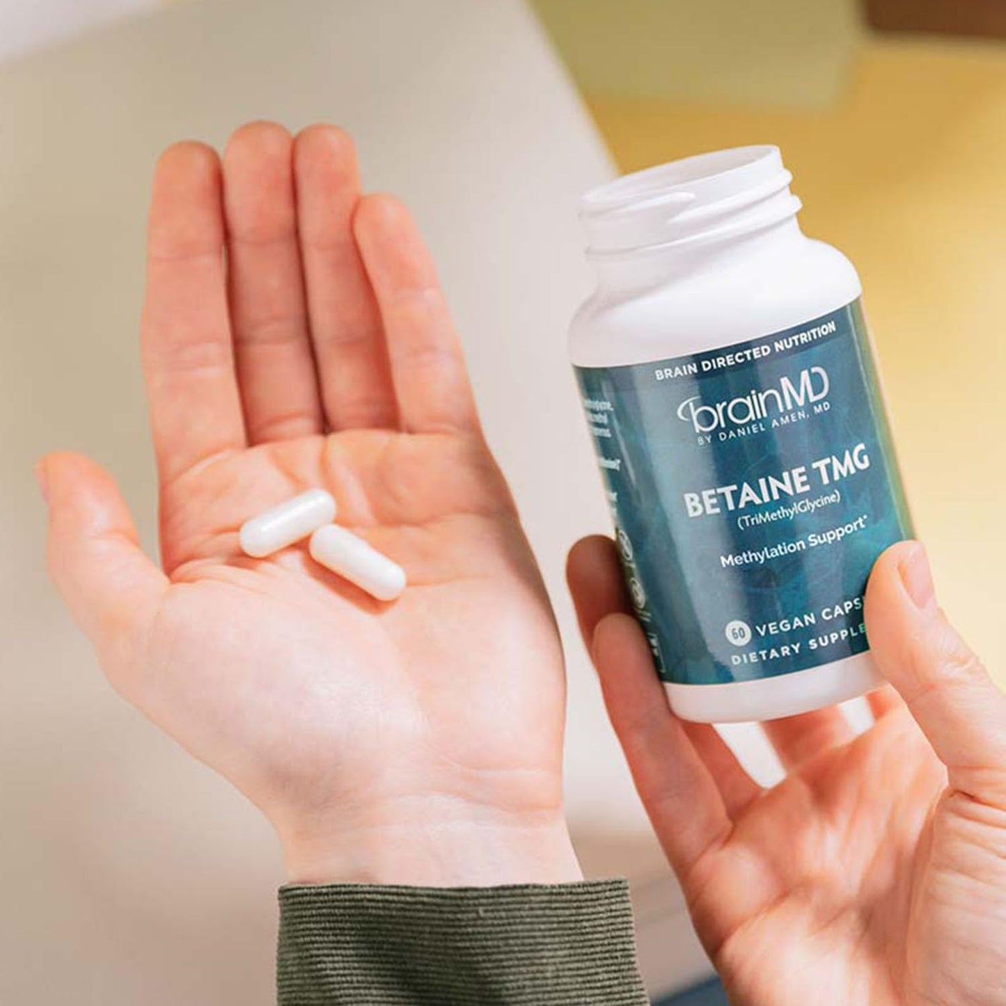 BRAINMD Dr Amen Betaine TMG - 60 Capsules - Mood & Methyl Support - Gluten Free - 30 Servings