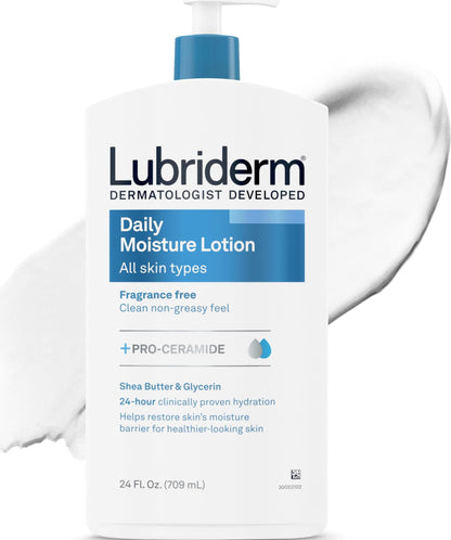 Lubriderm Daily Moisture Body Lotion, Fragrance Free, 24 fl. oz Lubriderm