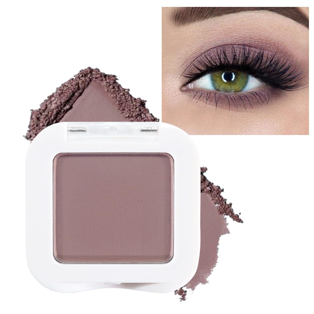 evpct Mauve Taupe Plum Matte Single Eye Shadow Palette Makeup for Older Women, Plum Lavender Purple Natural Cream Eyeshadow Palette for Green Eyes, High Pigment Mini Monochrome Eyeshadow evpct