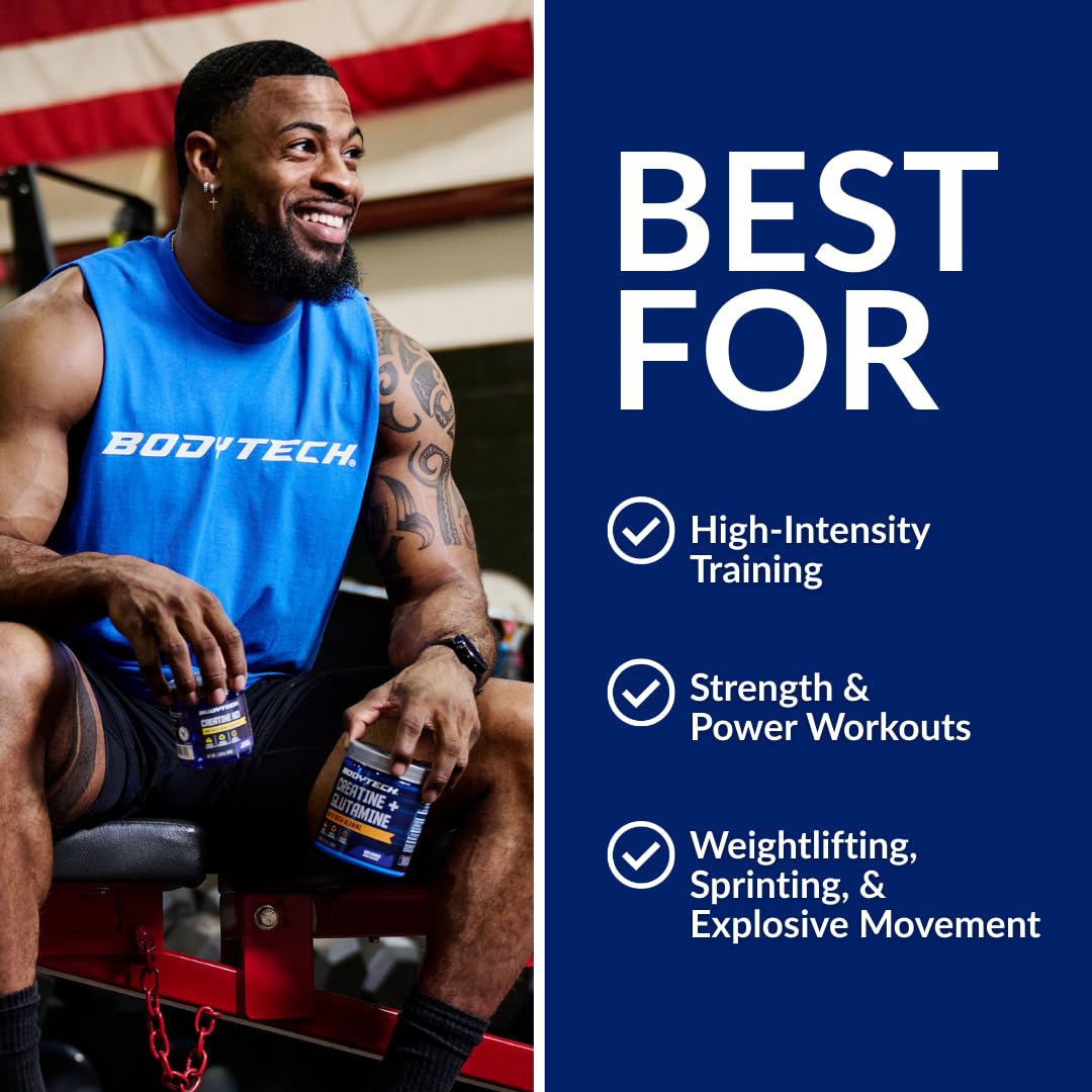 BodyTech Creatine Monohydrate Powder, Unflavored Micronized Creatine Formula for Men and Women, 5g per Serving, Pre Workout & Post Workout Supplement BodyTech