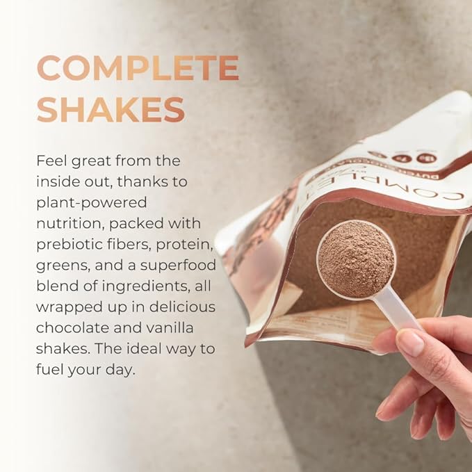Complete by JuicePlus+ Dutch Chocolate Shakes - Plant-Based Nutrition - Whole Food Based Shake Powder with Protein, Fiber & Prebiotics - 30 Servings (2 Pouches, 15 Servings Each) Juice Plus+ buy australia supplements