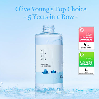 ROUND LAB 1025 Dokdo Toner 6.76 Fl Oz, Oil Control and Reduces Excess Sebum, Gentle Exfoliating Facial Toner, Deep Sea Water for Moisturization ROUND LAB