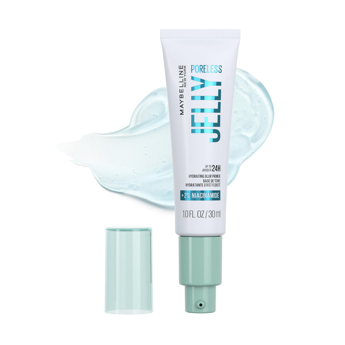 Maybelline Poreless Jelly Primer, Hydrating, Blurring Makeup Primer with 2% Niacinamide For Up To 24HR Make Up Wear, Clear, 1 Count MAYBELLINE