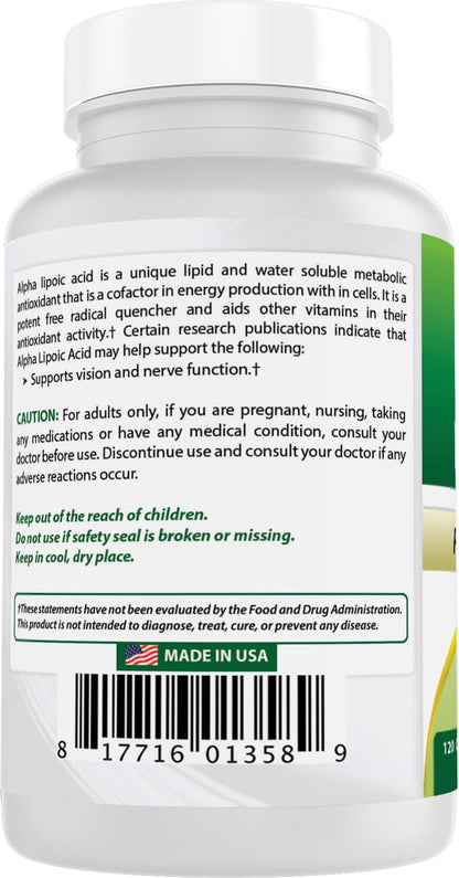 Best Naturals Alpha Lipoic Acid 300 mg 120 Capsules Best Naturals