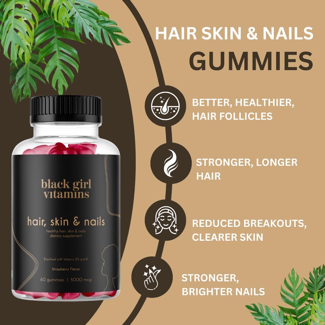 Black Girl Vitamins Look Good Feel Good Bundle – Hair Skin & Nails, Vitamin D3 2000IU & Once a Day Multivitamin - Women's Supplement Bundle Black Girl Vitamins