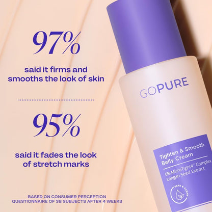 goPure Firming Belly Cream - Body Firming Moisturizer for Visible Cellulite & Stretch Mark Reduction, 4.25oz goPure