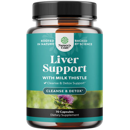 Liver Cleanse Detox & Repair - Milk Thistle Supplement for Digestion & Immune Health - Ginger Root, Choline & Dandelion Root Natures Craft