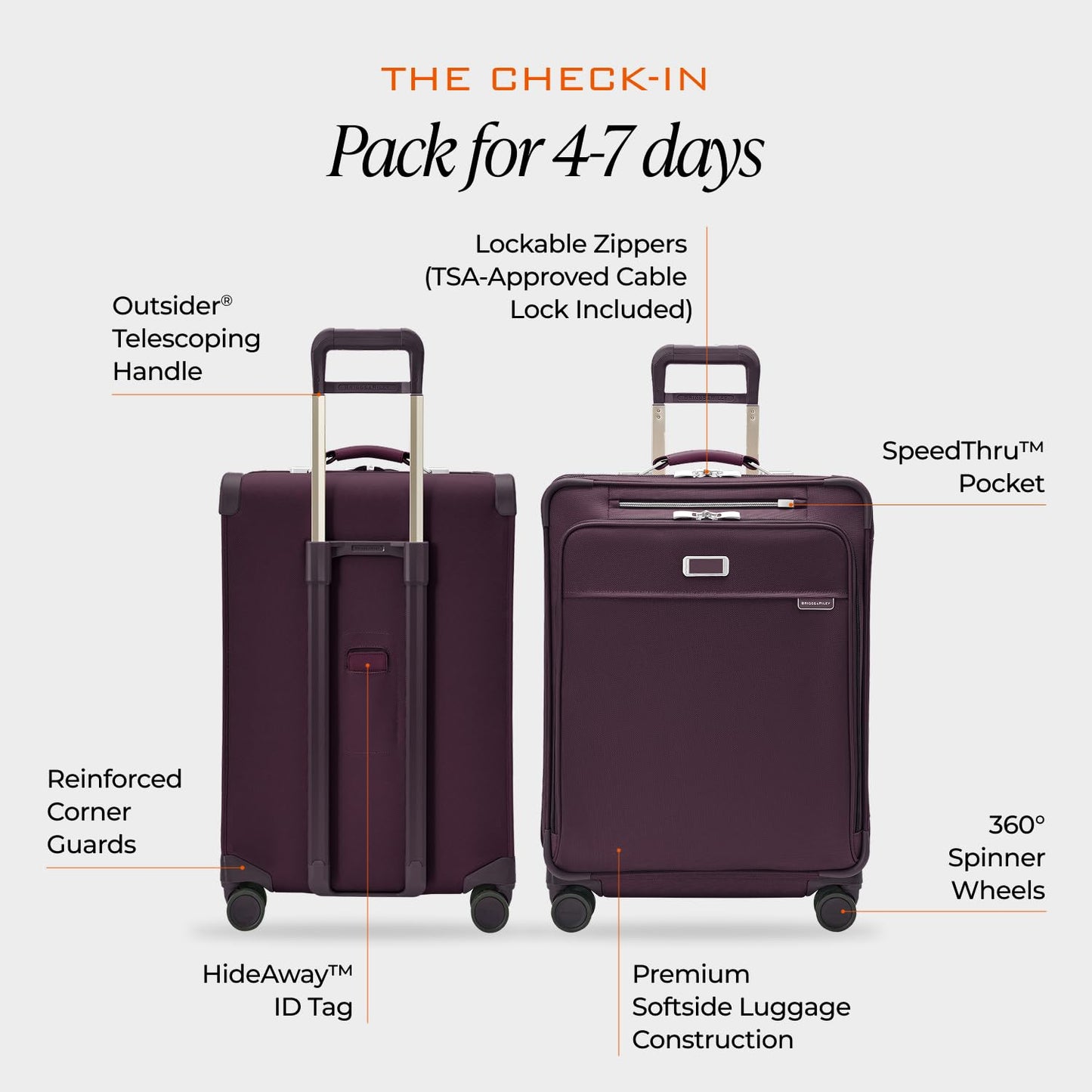 Briggs & Riley Essential 22" Carry On Expandable Spinner - Luggage for Travel, Suitcases with Wheels, Softside Rolling Bag for Men & Women, Self-Repairing Zipper - Baseline Collection, Black Gsupps Australia
