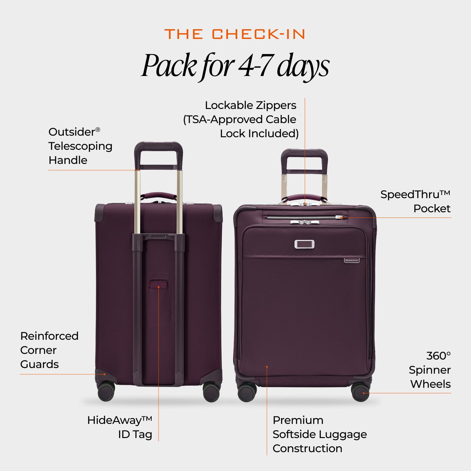 Briggs & Riley Essential 22" Carry On Expandable Spinner - Luggage for Travel, Suitcases with Wheels, Softside Rolling Bag for Men & Women, Self-Repairing Zipper - Baseline Collection, Black Gsupps Australia