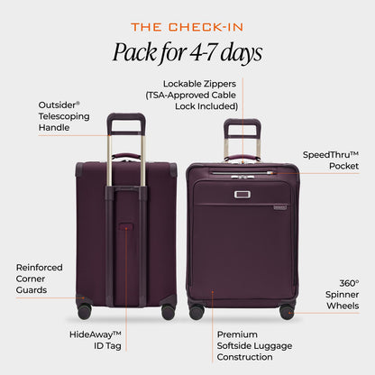 Briggs & Riley Essential 22" Carry On Expandable Spinner - Luggage for Travel, Suitcases with Wheels, Softside Rolling Bag for Men & Women, Self-Repairing Zipper - Baseline Collection, Black Gsupps Australia
