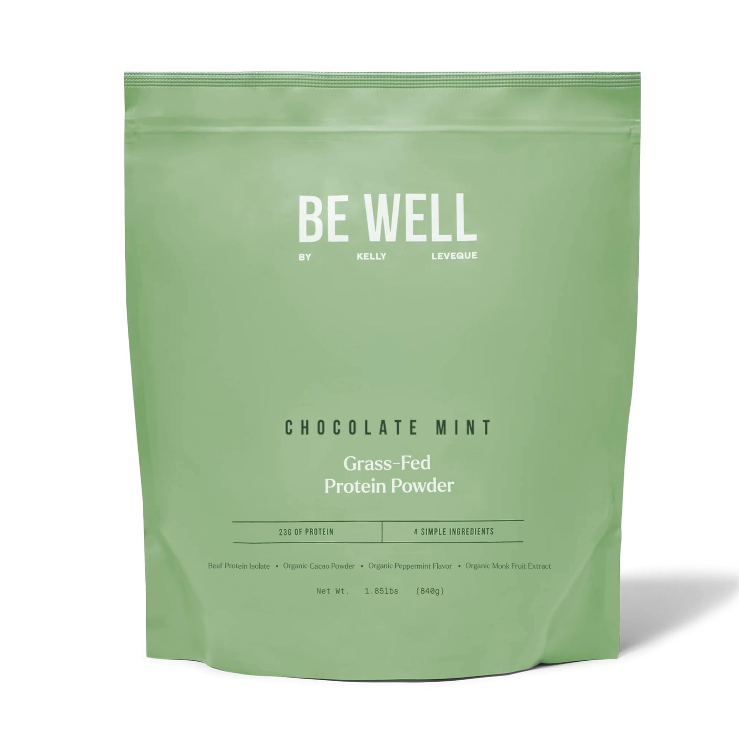 Be Well by Kelly Mint Chocolate Grass-Fed Beef Protein Powder, 23G of Protein & 1G of Carbs (4 Ingredients, 30 Servings) 9 Amino Acids + 3 BCAAs No Soy, Be Well by Kelly LeVeque