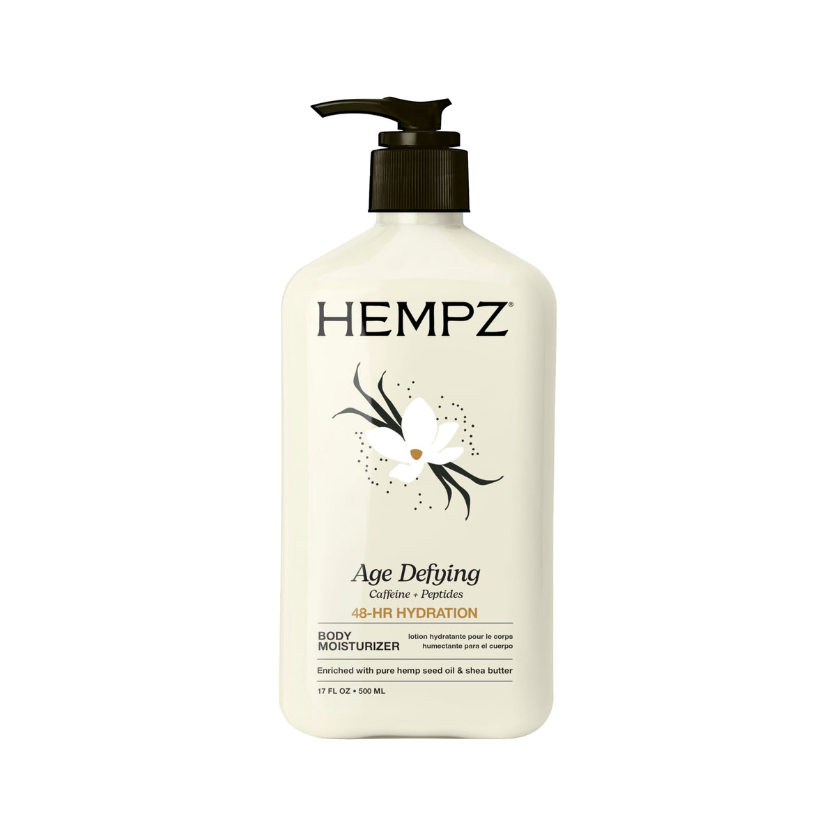 Hempz Age-Defy Body and Hand Lotion for Dry Skin, for Cracked & Crepey Skin, Quick Absorption Moisturizer, Large 17 oz Hempz