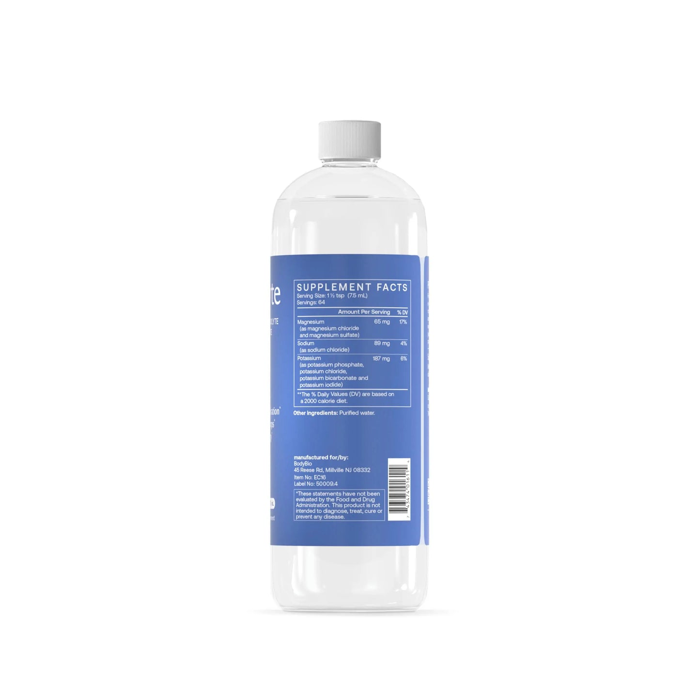 BodyBio e-lyte - Liquid Electrolyte Concentrate for Clean Hydration, Energy & Cramp Relief - No Sugar, No Artificial Flavors, No Fillers, Keto Friendly BodyBio