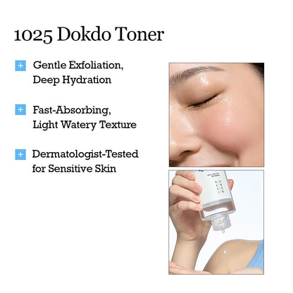 ROUND LAB 1025 Dokdo Toner 6.76 Fl Oz, Oil Control and Reduces Excess Sebum, Gentle Exfoliating Facial Toner, Deep Sea Water for Moisturization ROUND LAB