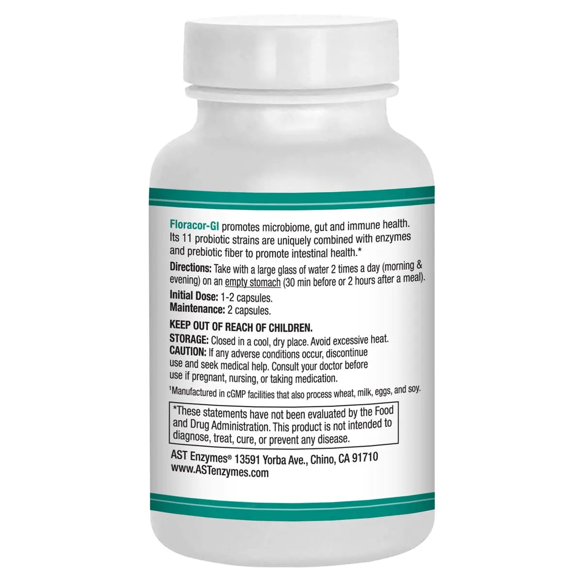 AST Enzymes Floracor - Supports Gut & Intestinal Health - Premium Probiotic, Prebiotic and Enzyme Formula - 60 Vegetarian Capsules AST Enzymes