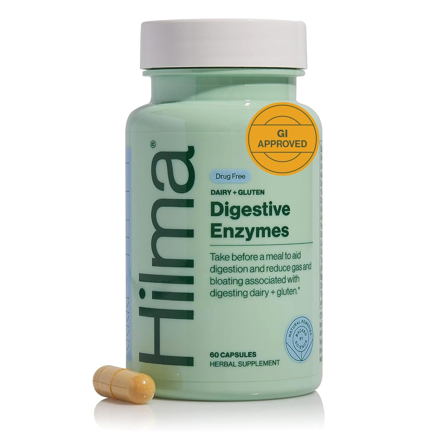 Hilma Digestive Enzymes for Women, Bloating Relief with Turmeric, Dandelion Root and Gluten Digestive Enzymes, Natural Gluten Hilma