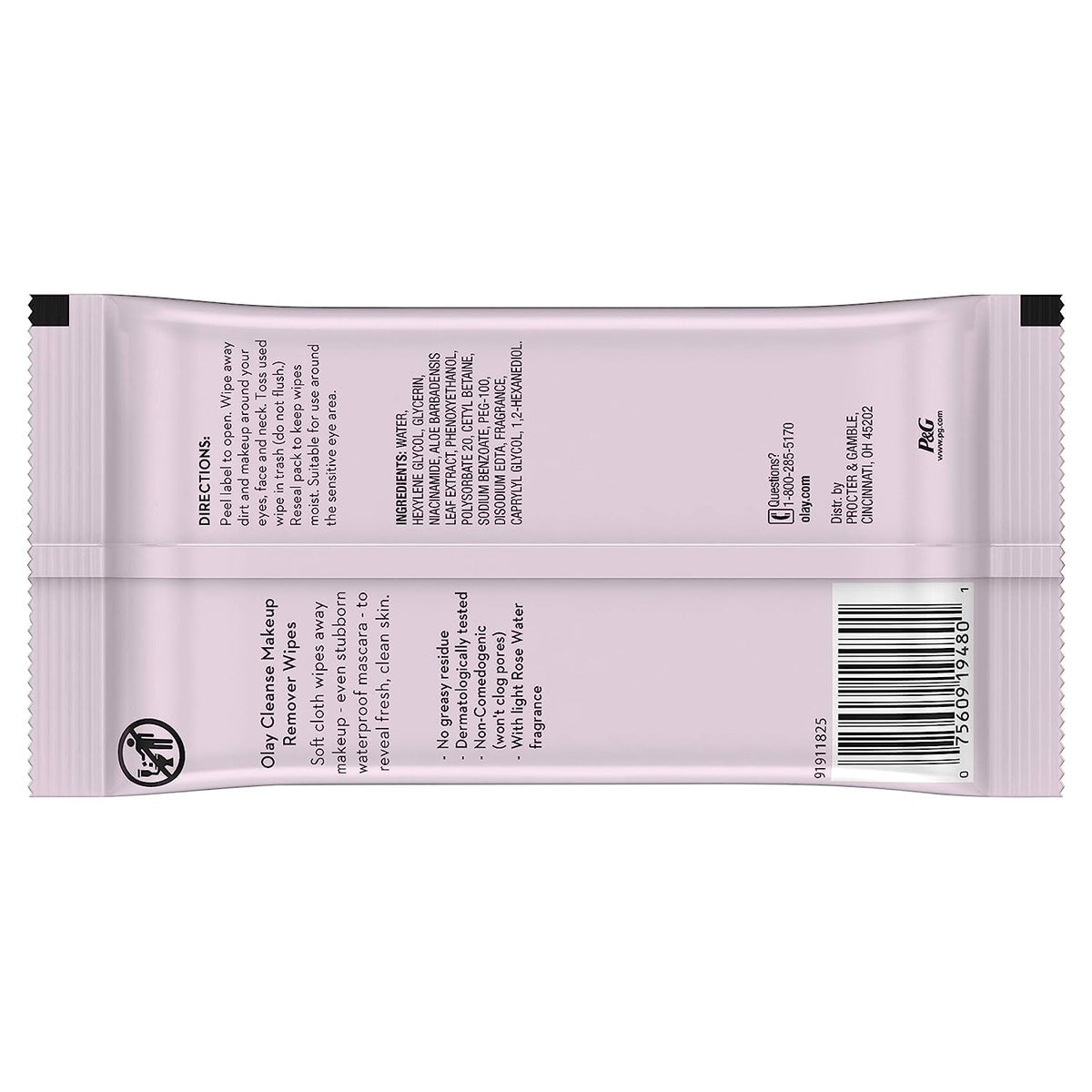 Olay Cleanse Makeup Remover, Rose Water, 25 Wipes Olay