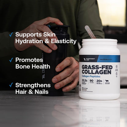 Grass-Fed Collagen Peptides Powder - Unflavored Collagen Powder for Women & Men, 22G Grassfed Bovine Hydrolyzed Collagen Peptides per Serving for Skin, Hair, Bones & Muscle Recovery - 30 Servings