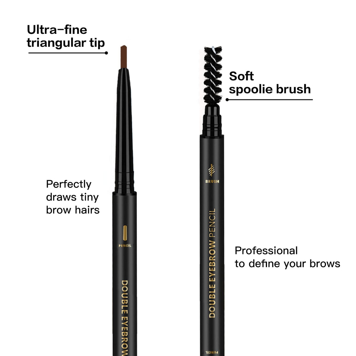 3Pcs Waterproof Eyebrow Pencil Dark Brown, Premium Eye Brow Pencil Brn with Spoolie Brush, Longwearing for Perfect Brows, Professional, Precision, Defines, Double-ended Eyebrow Pen for Women, O'CHEAL O'CHEAL
