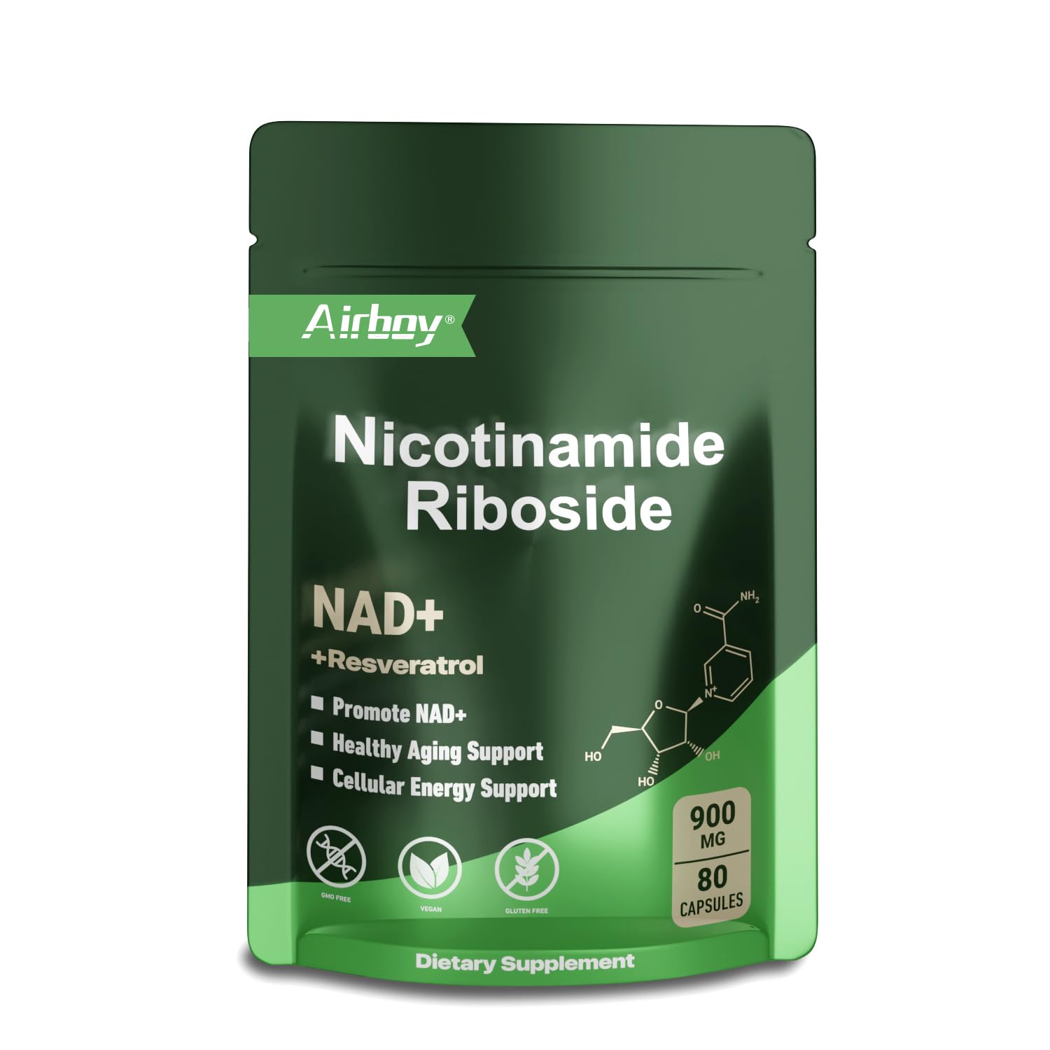 Airboy NAD Supplement with Nicotinamide Riboside Resveratrol & Quercetin 900 mg, NMNH Alternative for Men and Women Support Anti-Aging, Energy, Focus - 80 Capsules Airboy buy australia supplements