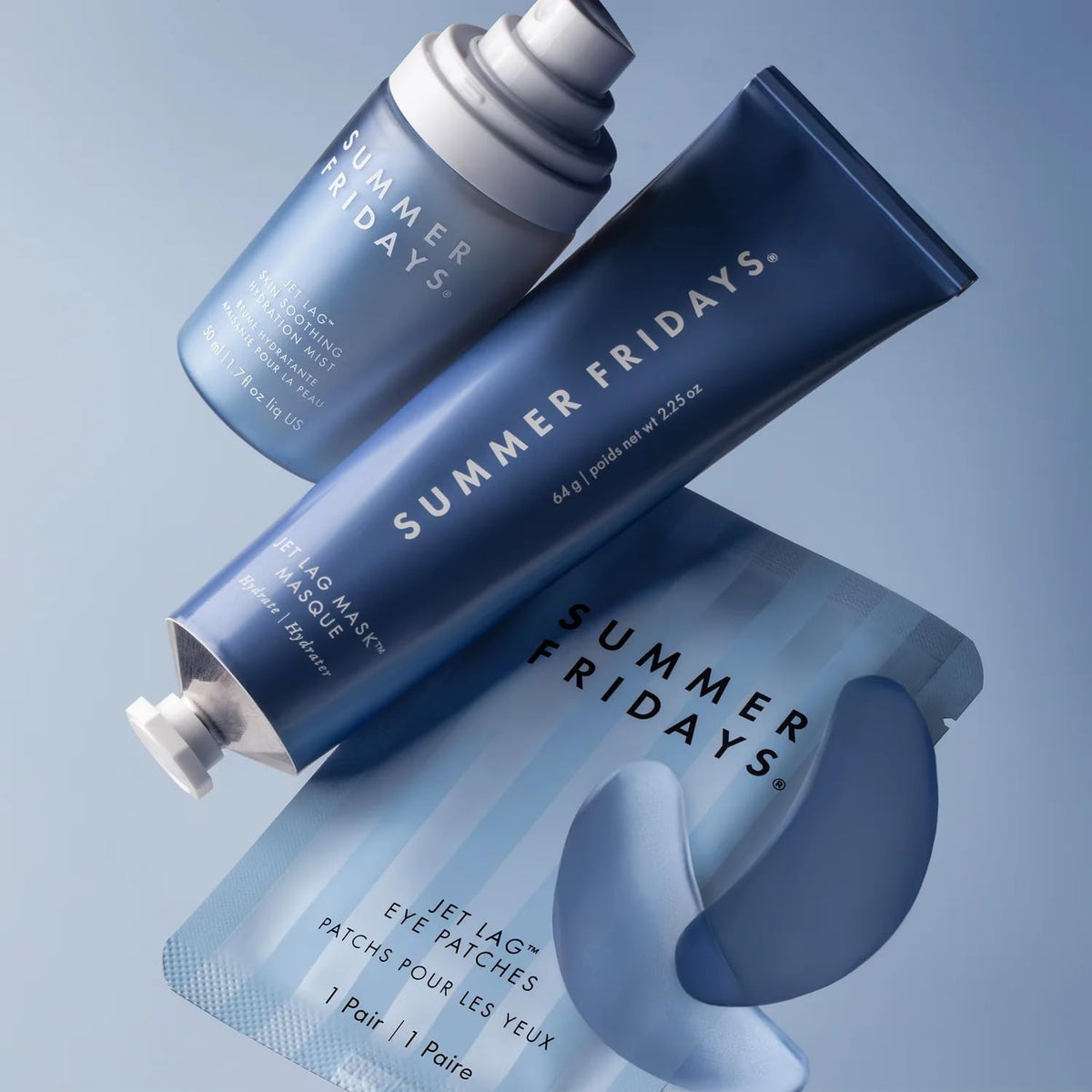 Summer Fridays Jet Lag Hydrating Eye Patches - De-puffing Hydrogel Under Eye Masks with Hyaluronic Acid, Caffeine + Peptides - Soothing + Refreshing At-Home + Travel Skin Care (6 Pairs) Summer Fridays
