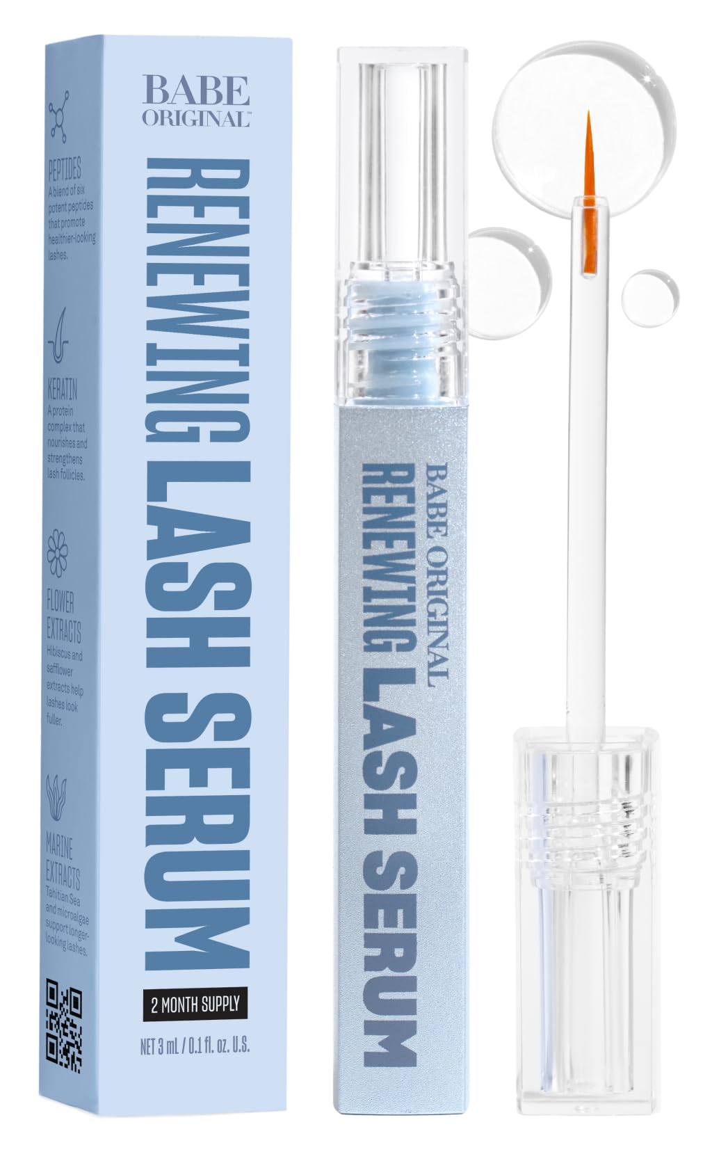 BABE ORIGINAL Renewing Lash Serum – Prostaglandin-Free, Peptide-Infused Gentle Lash Serum for Fuller, Longer-Looking Lashes, Lash Enhancing Treatment BABE ORIGINAL