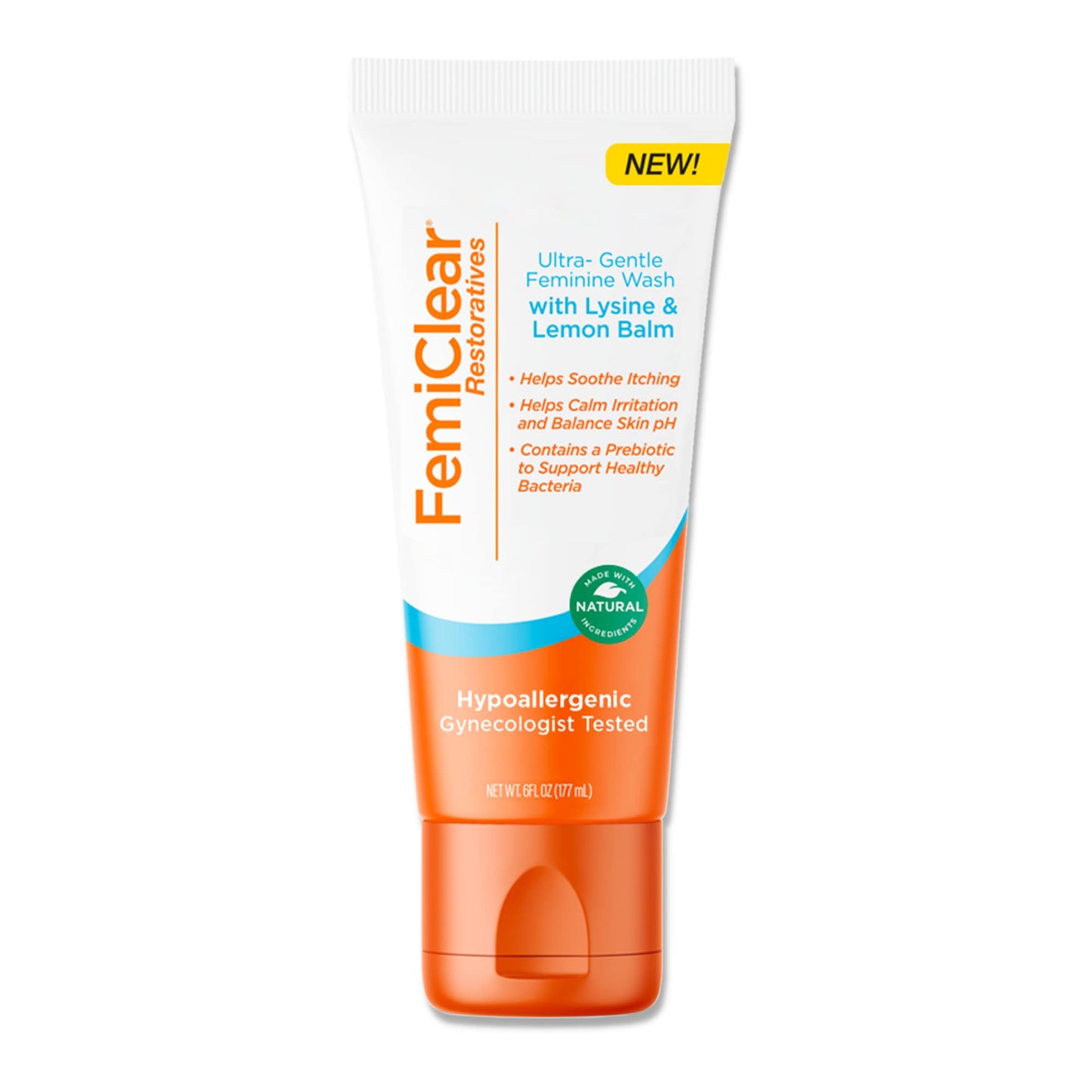 FemiClear® Restoratives Ultra-Gentle Feminine Wash, Made with Lysine & Lemon Balm, Natural Ingredients