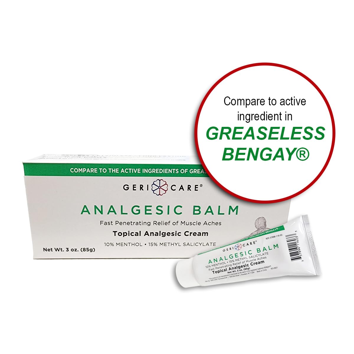 GeriCare Topical Analgesic Cream, Menthol 10%, Methyl Salicylate 15%, Fast Absorption, Pain Relief of Minor Muscle Aches, Body Stiffness, Joint Pain & Soreness, 3 Ounce (Pack of 1) GeriCare buy australia supplements
