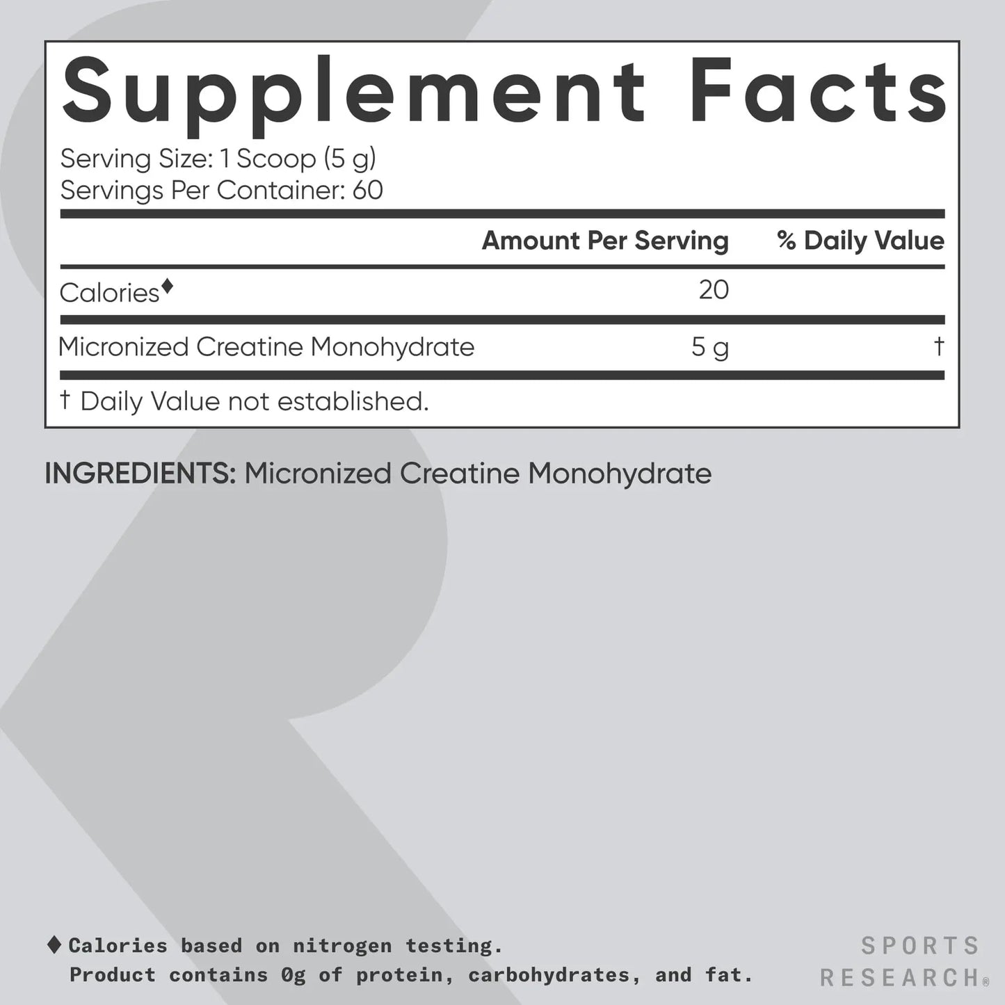 Sports Research Creatine Monohydrate - Gain Lean Muscle, Improve Performance and Strength and Support Workout Recovery - 5 g Micronized Creatine - 10.58 oz Sports Research