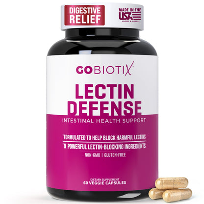 GOBIOTIX Lectin Defense - Lectin Blocker Supplement for Leaky Gut with MSM and Digestive Enzymes - Aids in Intestinal Health for Women and Men - Non-GMO GOBIOTIX