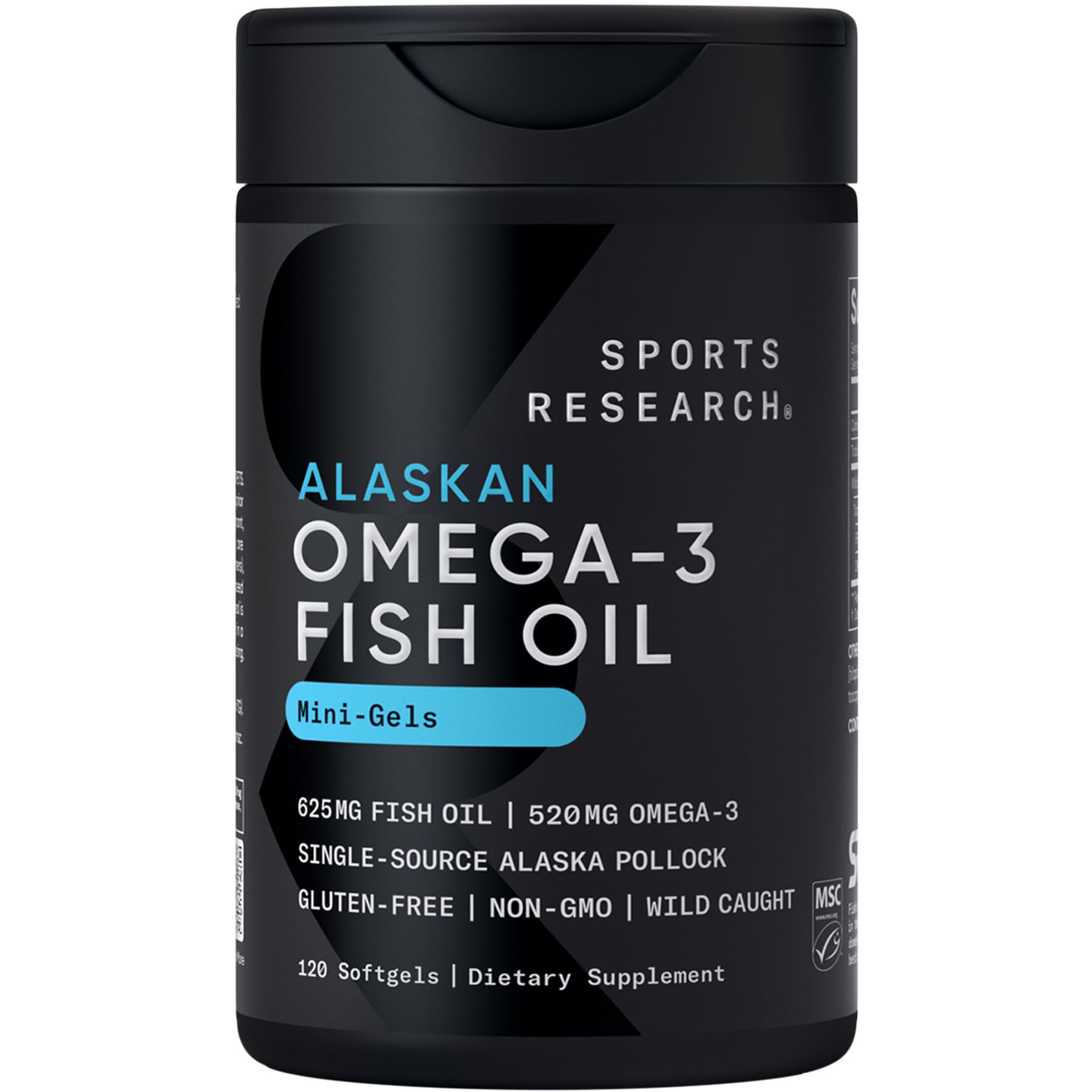Sports Research® Omega-3 Fish Oil 1250mg from Wild Alaska Pollock, 90 Count | Always Fresh Never Fishy | 690mg EPA 260mg DHA per Softgel · Heart & Brain Health* · MSC Certified Sustainable - 90 Servings Gsupps Australia