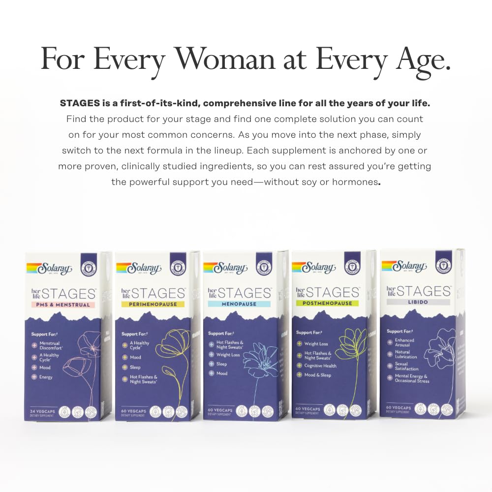 SOLARAY Perimenopause her Life Stages - Perimenopause Supplements Women - Hot Flashes, Menopause Support - Saffron and Chasteberry - Made Without Hormones - 60-Day Guarantee - 30 Servings, 60 VegCaps SOLARAY buy australia supplements