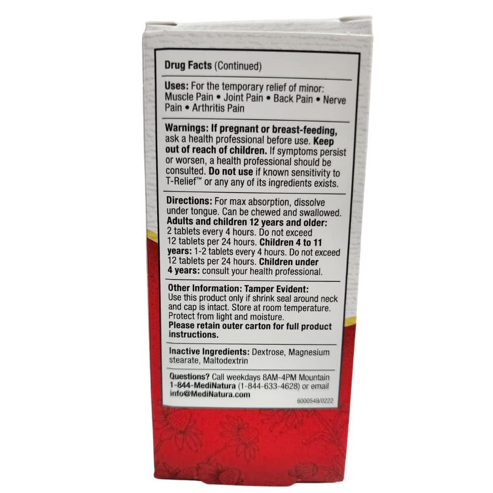 MediNatura T-Relief Extra Strength Pain Relief Arnica +12 Natural Relieving Actives for Back Pain Joint Soreness Muscle Aches & Stiffness, Whole Body Fast-Acting Relief for Women & Men - 100 Tablets MediNatura buy australia supplements