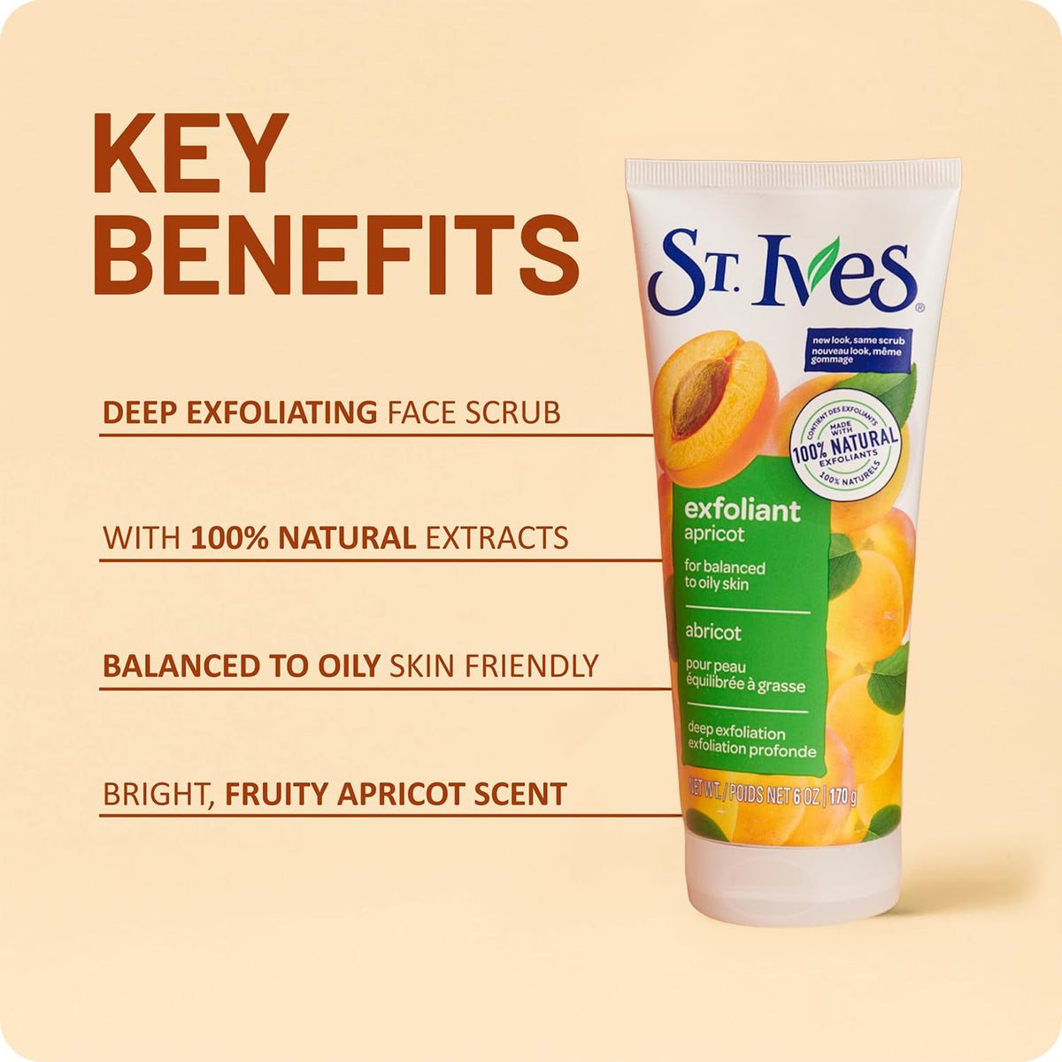 St. Ives Apricot Facial Scrub, Fresh Skin, 6 Oz St. Ives