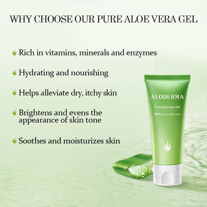 Aloderma Aloe Vera Gel Made within 12 Hours of Harvest with 99% Pure Organic Aloe Vera, Naturally Hydrating for Soothing Skincare, Moisturizing Aloe Gel for Skin, Face, Sensitive Skin - 4.02oz Aloderma