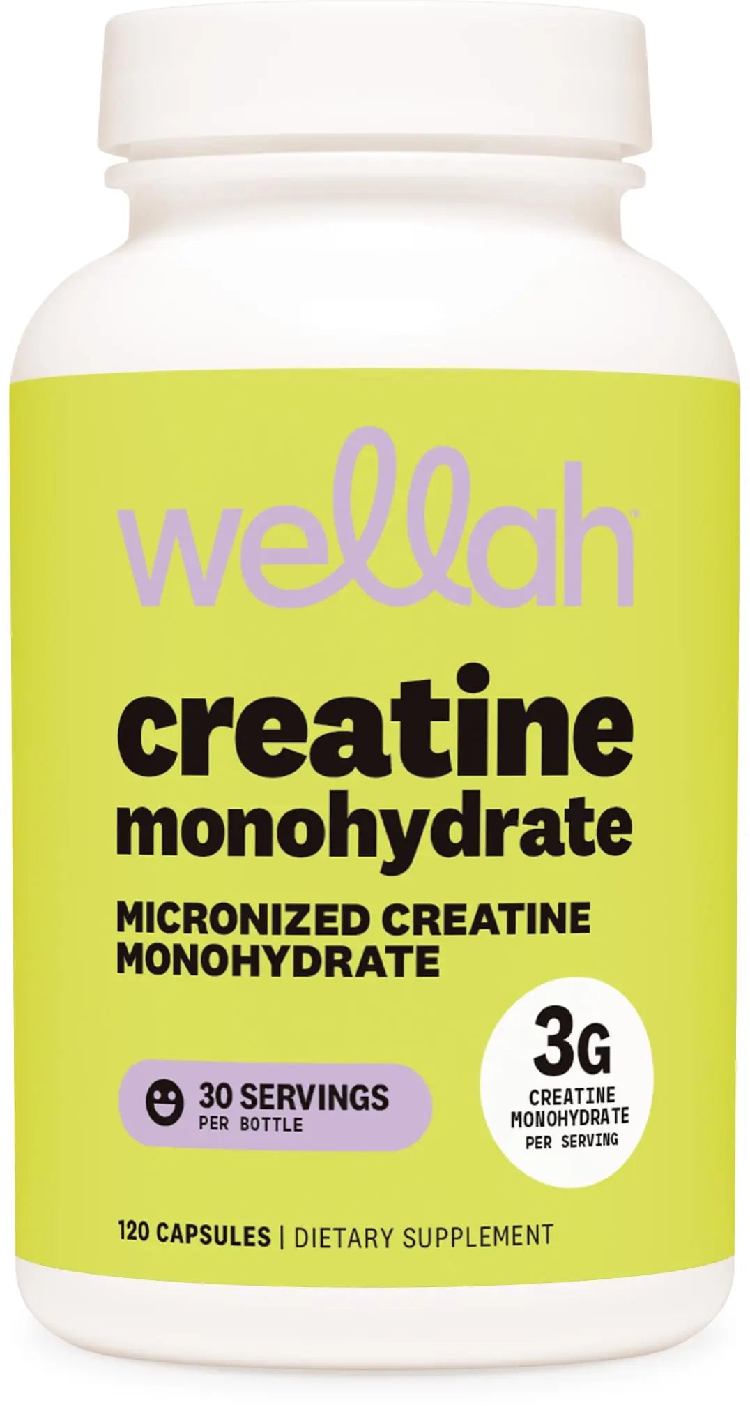 Wellah Creatine Monohydrate Capsules (3000 mg) 120 Capsules - Micronized Creatine, 30 Servings Wellah